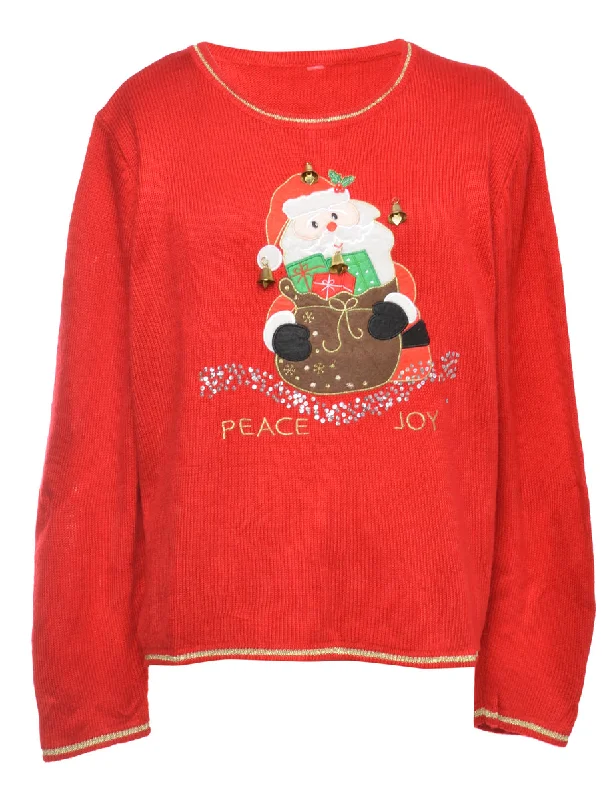 Beyond Retro Reworked Christmas Jumper With Bells - XL Mesh Fabric Canvas Fabric Denim Fabric Beyond Retro Reworked Christmas Jumper With Bells - XL Mesh Fabric Canvas Fabric Denim Fabric