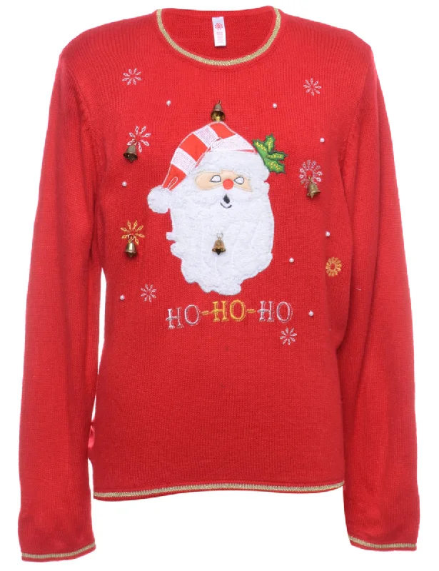 Beyond Retro Reworked Christmas Jumper With Bells - XL Hooded Sweater Collared Sweater Shawl Collar Beyond Retro Reworked Christmas Jumper With Bells - XL Hooded Sweater Collared Sweater Shawl Collar