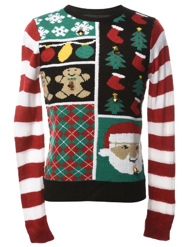 Beyond Retro Reworked Christmas Jumper With Bells - XS Stylish Fashionable Trendy
