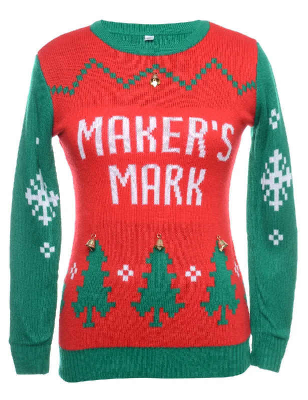 Beyond Retro Reworked Christmas Jumper With Bells - XS Iron Safe Non-Iron Wrinkle Free Beyond Retro Reworked Christmas Jumper With Bells - XS Iron Safe Non-Iron Wrinkle Free