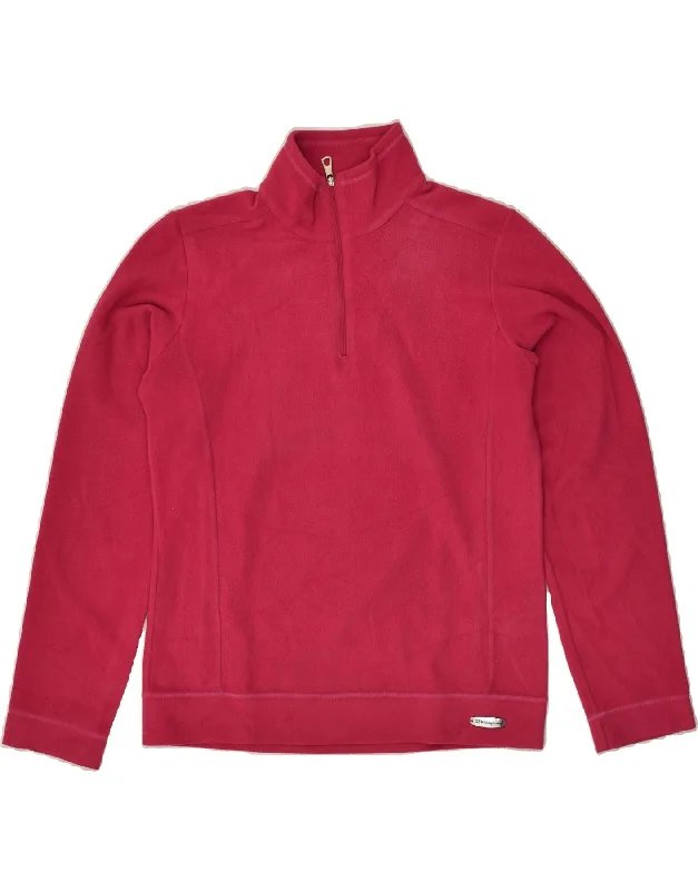 CHAMPION Womens Zip Neck Fleece Jumper UK 14 Medium Burgundy Polyester Neon Metallic Matte CHAMPION Womens Zip Neck Fleece Jumper UK 14 Medium Burgundy Polyester Neon Metallic Matte