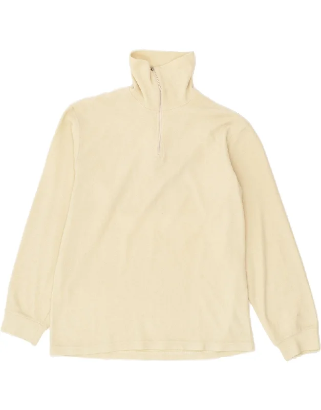 CONTE OF FLORENCE Womens Zip Neck Fleece Jumper UK 16 Large Off White Solid Color Striped Floral Print CONTE OF FLORENCE Womens Zip Neck Fleece Jumper UK 16 Large Off White Solid Color Striped Floral Print