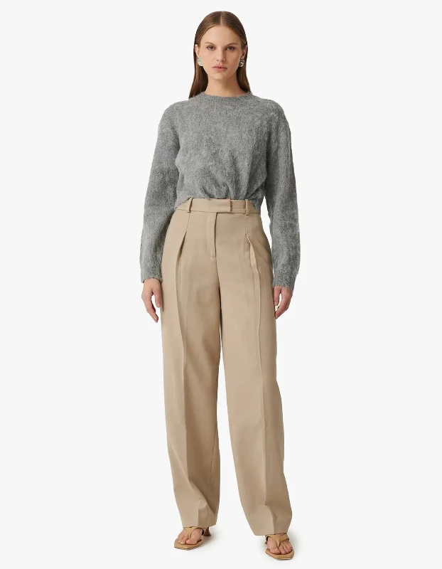 Imani Jumper - Grey Denim Fabric Leather Fabric Suede Fabric