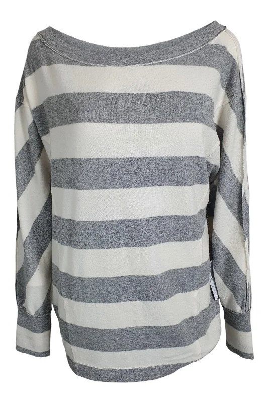 FREE PEOPLE Cali Grey White Striped Long Sleeved Jumper (XS) Print Jacquard Patchwork FREE PEOPLE Cali Grey White Striped Long Sleeved Jumper (XS) Print Jacquard Patchwork