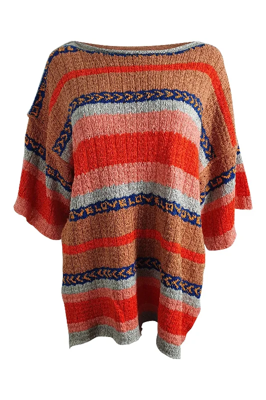 FREE PEOPLE Cotton Blend Multicoloured 3/4 Sleeve Striped Jumper (XS) Cotton Fabric Linen Fabric Terry Fabric FREE PEOPLE Cotton Blend Multicoloured 3/4 Sleeve Striped Jumper (XS) Cotton Fabric Linen Fabric Terry Fabric