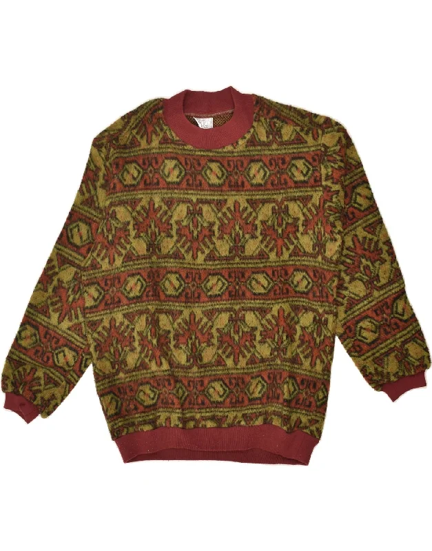 GLENFIELD Womens Fleece Jumper UK 16 Large Khaki Fair Isle High Neck Crew Neck V-Neck GLENFIELD Womens Fleece Jumper UK 16 Large Khaki Fair Isle High Neck Crew Neck V-Neck