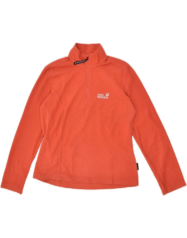 JACK WOLFSKIN Womens Zip Neck Fleece Jumper UK 12 Medium Orange Polyester Modern Contemporary Chic JACK WOLFSKIN Womens Zip Neck Fleece Jumper UK 12 Medium Orange Polyester Modern Contemporary Chic