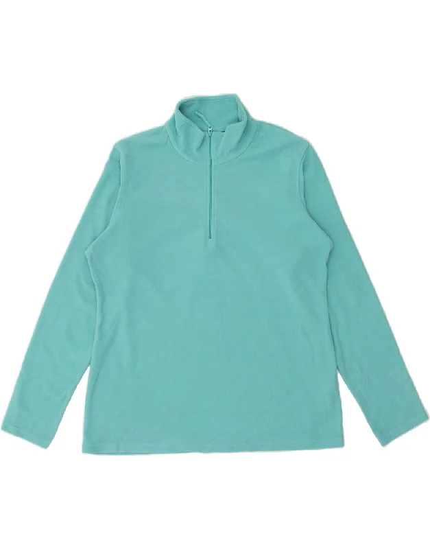 MOUNTAIN WAREHOUSE Womens Zip Neck Fleece Jumper UK 16 Large Turquoise Graphic Sweater Embroidered Appliqued