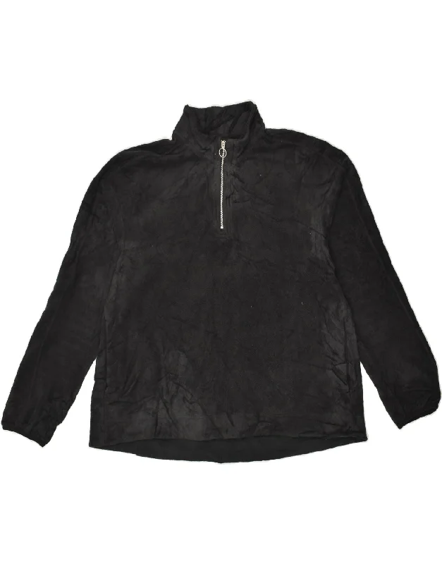NIKE Womens Zip Neck Fleece Jumper UK 14 Medium Black Polyester Stylish Fashionable Trendy NIKE Womens Zip Neck Fleece Jumper UK 14 Medium Black Polyester Stylish Fashionable Trendy