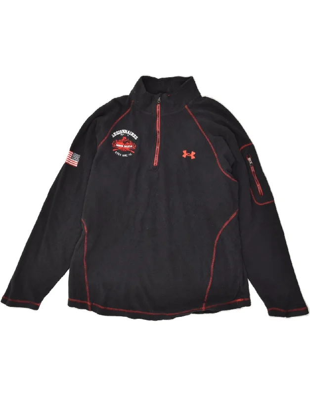 UNDER ARMOUR Womens Graphic Zip Neck Fleece Jumper UK 14 Medium Black Elegant Classic Vintage UNDER ARMOUR Womens Graphic Zip Neck Fleece Jumper UK 14 Medium Black Elegant Classic Vintage