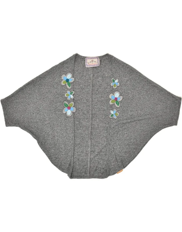 VINTAGE Womens Poncho Jumper UK 14 Medium Grey Floral Viscose Mesh Fabric Canvas Fabric Denim Fabric VINTAGE Womens Poncho Jumper UK 14 Medium Grey Floral Viscose Mesh Fabric Canvas Fabric Denim Fabric