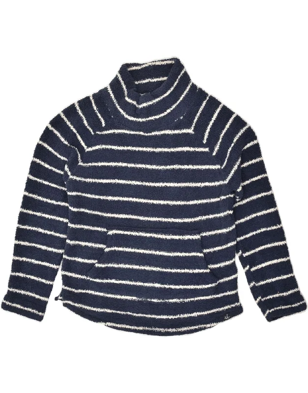 WEIRD FISH Womens Fleece Jumper UK 12 Medium Navy Blue Striped Polyester Elegant Classic Vintage WEIRD FISH Womens Fleece Jumper UK 12 Medium Navy Blue Striped Polyester Elegant Classic Vintage