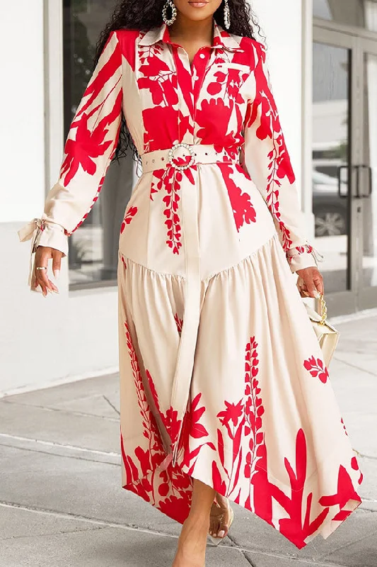 Gorgeous Allover Print Pleated Maxi Dress Trendy Satin Maxi Dress
