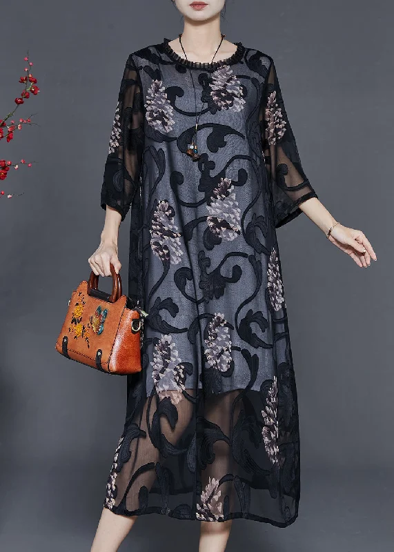 Beautiful Black Oversized Print Tulle Maxi Dresses Summer Classic Strapless Maxi Dress Beautiful Black Oversized Print Tulle Maxi Dresses Summer Classic Strapless Maxi Dress