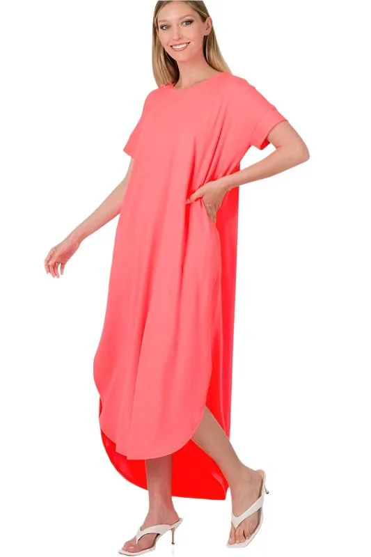 Brushed Dty Short Sleeve Maxi Dress Chic Off-Shoulder Maxi Dress