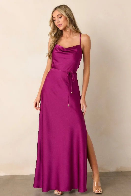 Gleaming Glam Magenta Maxi Dress Cozy Wrap Maxi Dress