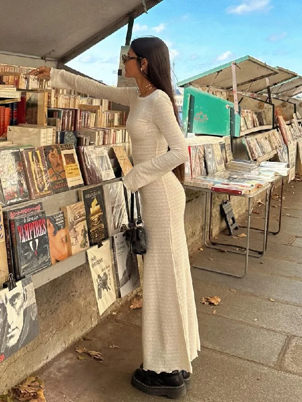 Zjkrl - 2024 Spring Summer Maxi Dress for Women Round Neck Knitted Bodycon A-Line Dress Long Sleeve Women's Streetwear Outfits Cozy Open-Back Maxi Dress Zjkrl - 2024 Spring Summer Maxi Dress for Women Round Neck Knitted Bodycon A-Line Dress Long Sleeve Women's Streetwear Outfits Cozy Open-Back Maxi Dress