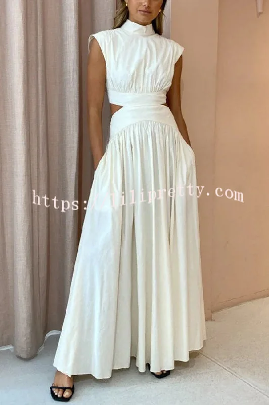 Lilipretty On Vacay Mode Cotton Blend Cutout Elastic Waist Pocketed Maxi Dress Cozy Maxi Dress with Slit Lilipretty On Vacay Mode Cotton Blend Cutout Elastic Waist Pocketed Maxi Dress Cozy Maxi Dress with Slit