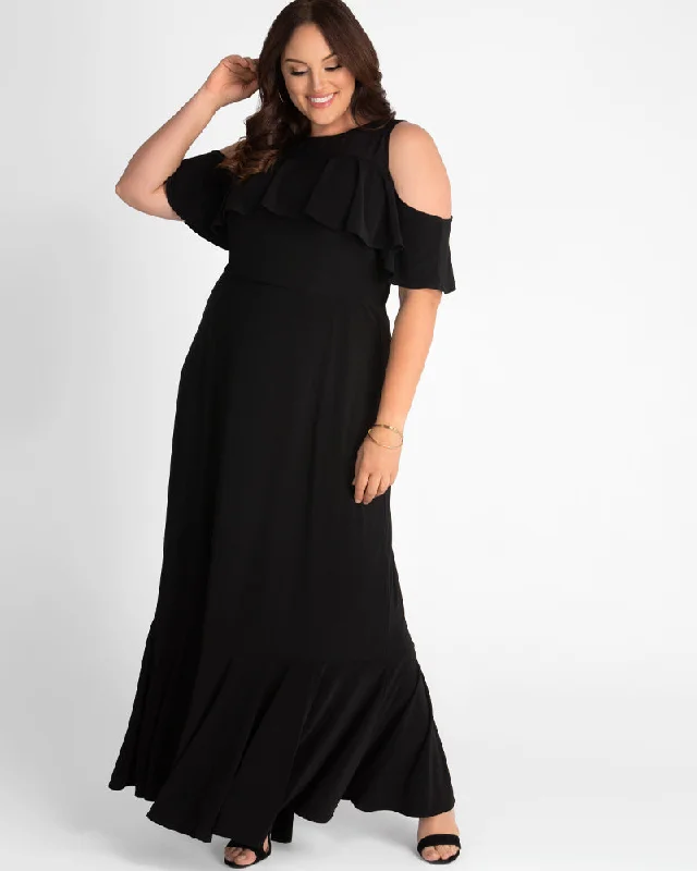 Piper Cold Shoulder Maxi Dress - Sale! Fashionable Sheer Maxi Dress