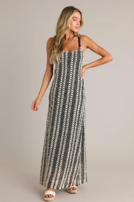 Regal Rhapsody 100% Cotton Black Stripe Knit Maxi Dress Trendy Short Sleeve Maxi Dress Regal Rhapsody 100% Cotton Black Stripe Knit Maxi Dress Trendy Short Sleeve Maxi Dress