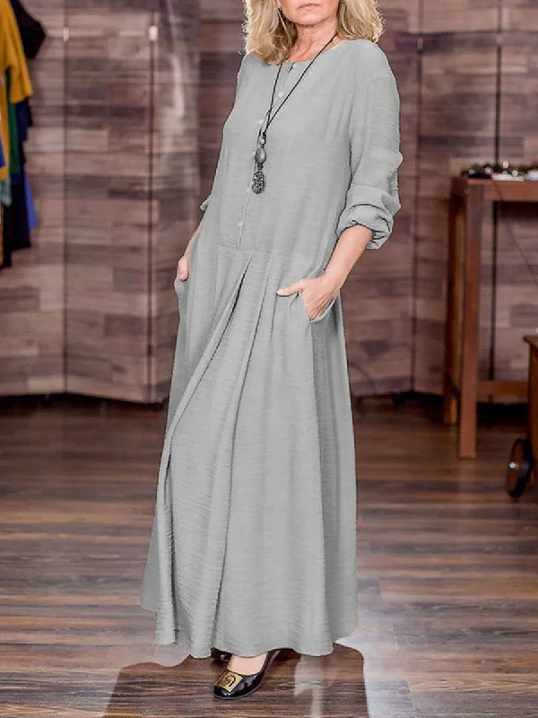Simple Casual Loose Round Neck Long Sleeve Knitted Maxi Dress Fashionable Chiffon Maxi Dress Simple Casual Loose Round Neck Long Sleeve Knitted Maxi Dress Fashionable Chiffon Maxi Dress