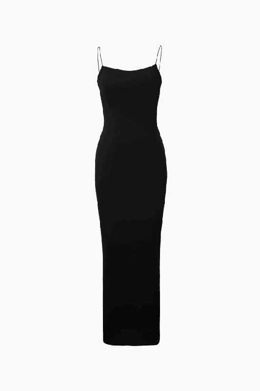 Square Neck Jersey Maxi Dress Cozy Open-Back Maxi Dress