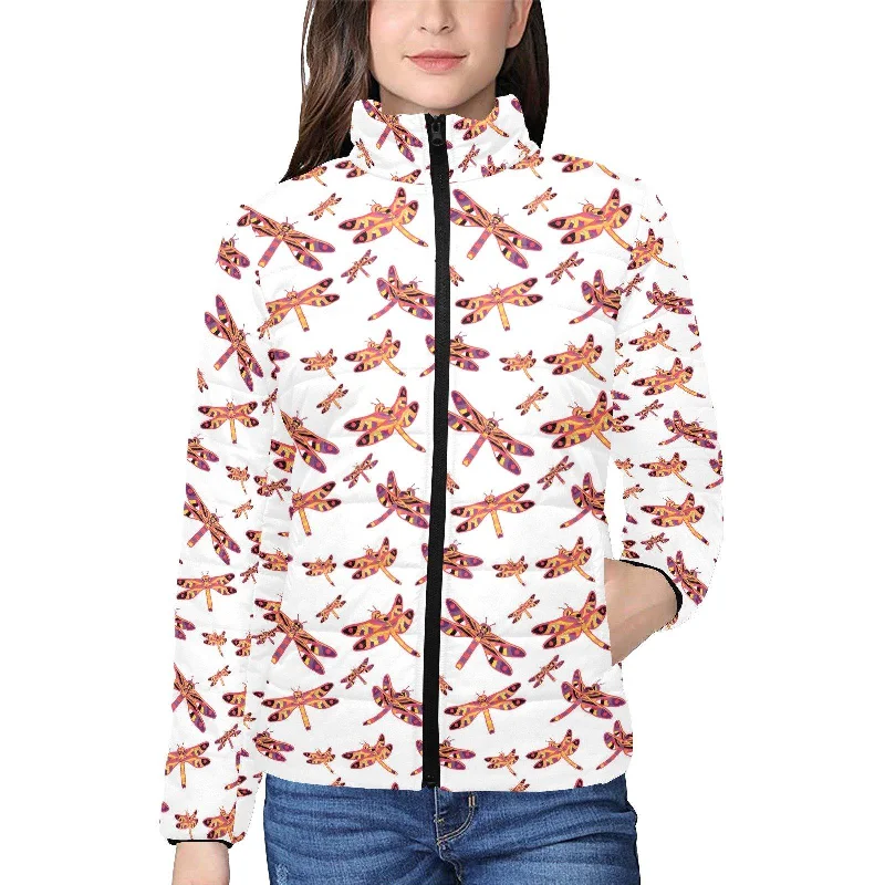 Gathering White Women's Stand Collar Padded Jacket Herringbone Jacket Houndstooth Jacket Plaid Jacket Gathering White Women's Stand Collar Padded Jacket Herringbone Jacket Houndstooth Jacket Plaid Jacket