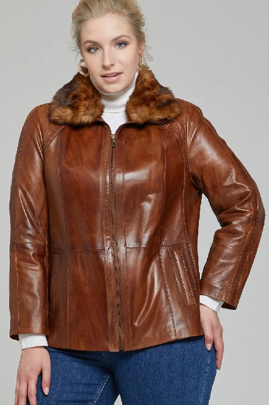 Gemma Original Fur Collar Brown Women Leather Jacket Faux Fur Fabric Real Fur Fabric Shearling Fabric Gemma Original Fur Collar Brown Women Leather Jacket Faux Fur Fabric Real Fur Fabric Shearling Fabric