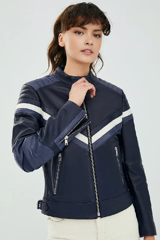 Jennifer Women Blue Stylish Biker Leather Jacket Chenille Jacket Brocade Jacket Lace Jacket Jennifer Women Blue Stylish Biker Leather Jacket Chenille Jacket Brocade Jacket Lace Jacket