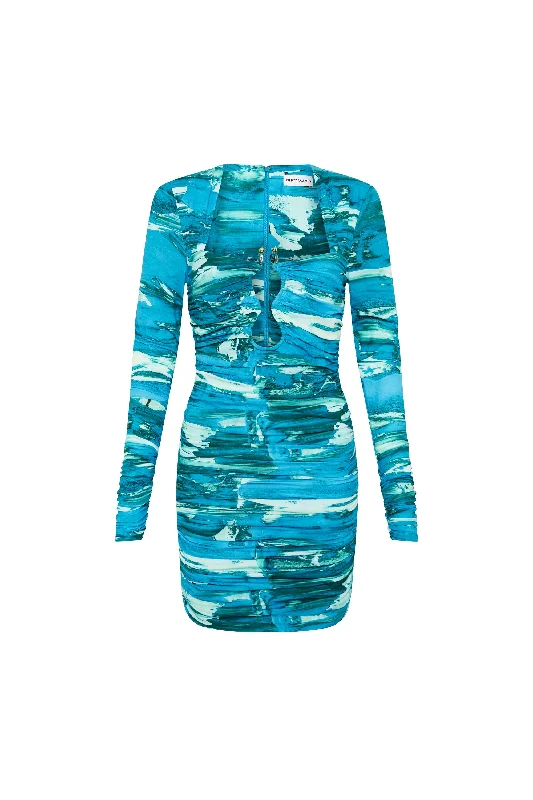 Marine Mirage Mini Dress Elegant Lace Mini Dress