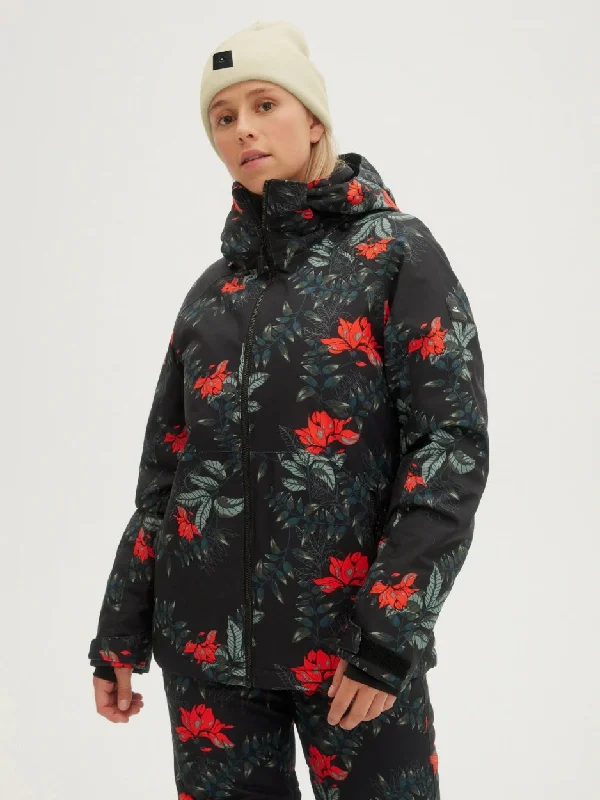 ONeill Adelite Womens Jacket Black Print / Green Knit Fabric Woven Fabric Fleece Fabric ONeill Adelite Womens Jacket Black Print / Green Knit Fabric Woven Fabric Fleece Fabric