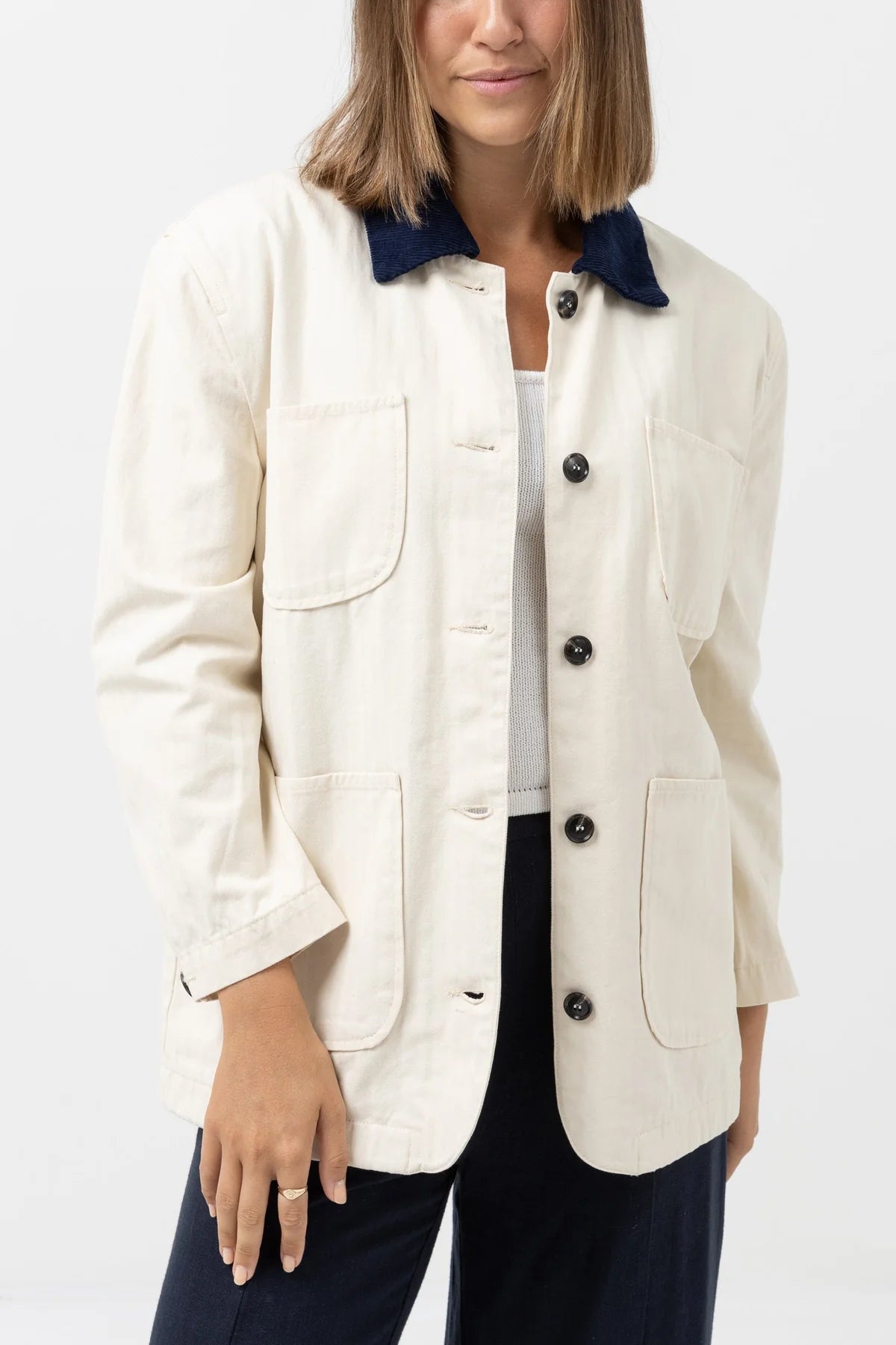 RHYTHM Women's Pearls Oversized Jacket Sunset Welt Pockets Slit Pockets Flap Pockets RHYTHM Women's Pearls Oversized Jacket Sunset Welt Pockets Slit Pockets Flap Pockets