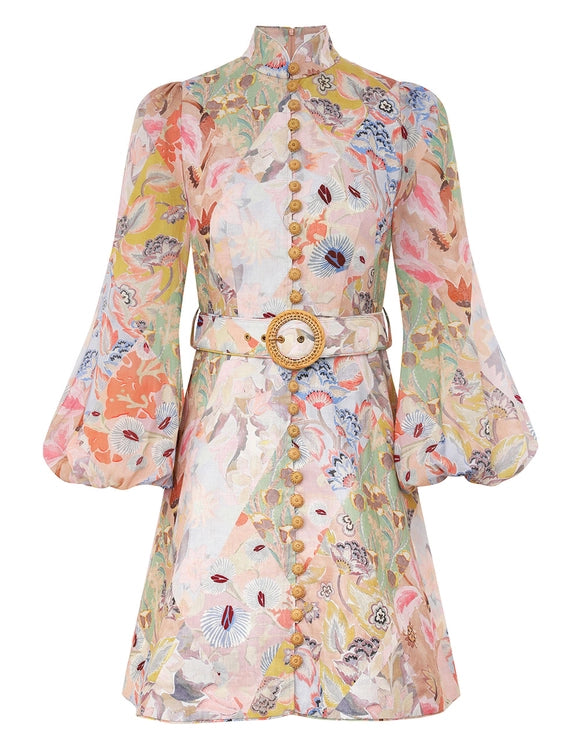 ZIMMERMANN Belted Mini Dress Trendy Cut-Out Mini Dress