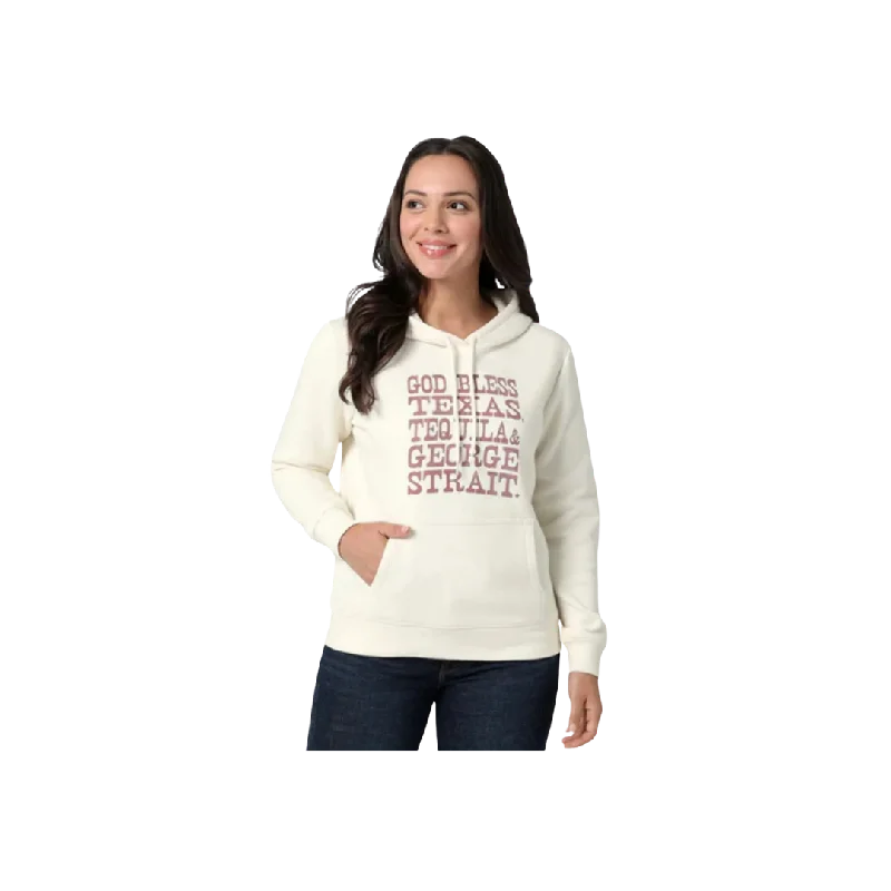 Wrangler Women's George Strait God Bless Texas Hoodie Hoodie with Puffed Sleeves Voluminous Trendy