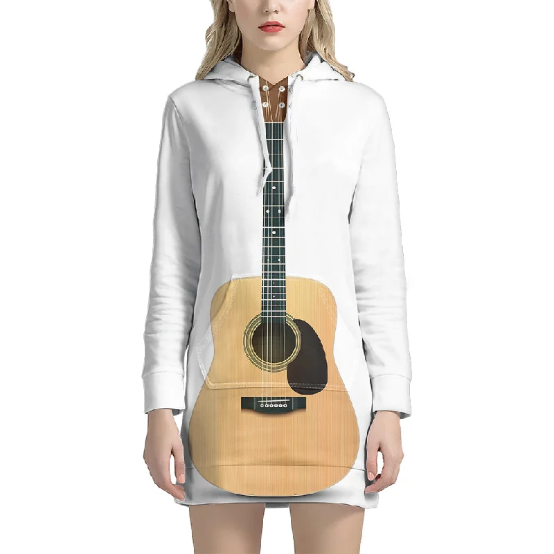 Acoustic Guitar Print Pullover Hoodie Dress