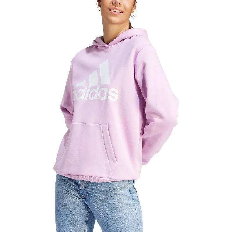 adidas Women's Oversized Big Logo Hoodie Cotton Hoodie Fleece Lining Warmth