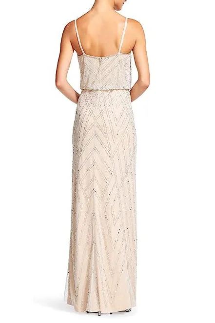 Adrianna Papell Spaghetti Strap Zipper Back Blouson Embellished Mesh Dress by Curated Brands