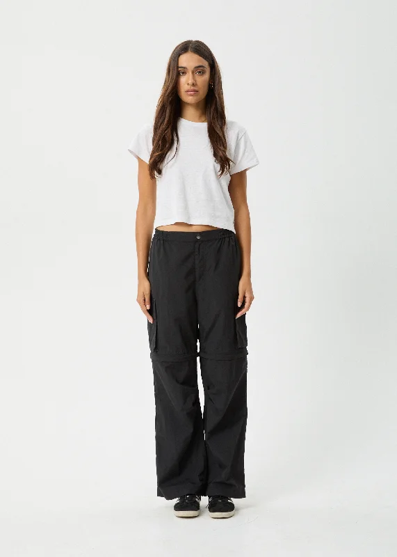 AFENDS Womens Instinct - Zip Off Cargo Pants - Black Soft Sweatpants Style