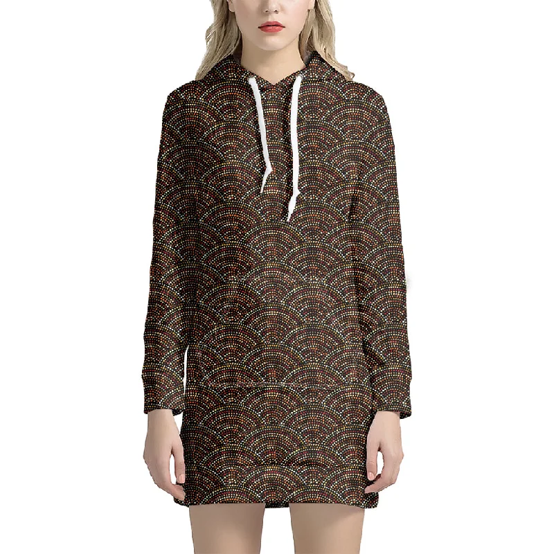 African Afro Dot Pattern Print Pullover Hoodie Dress