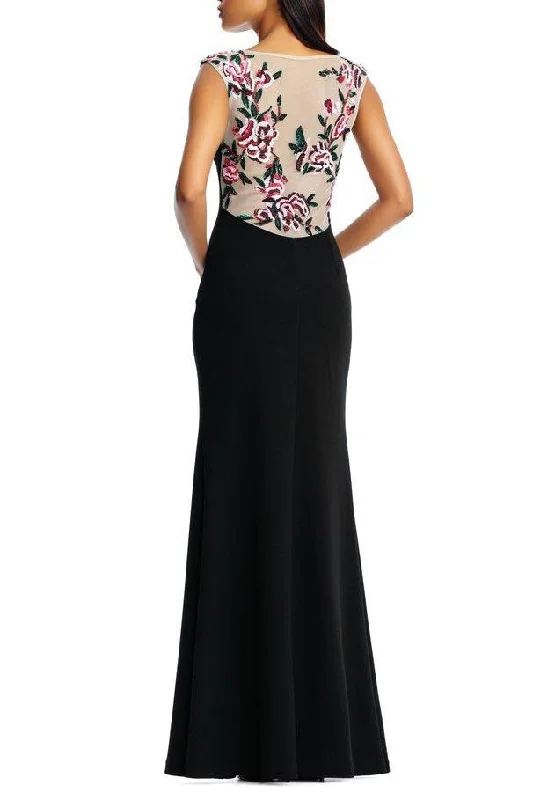Embellished Boat Neck Mermaid Taffeta Dress