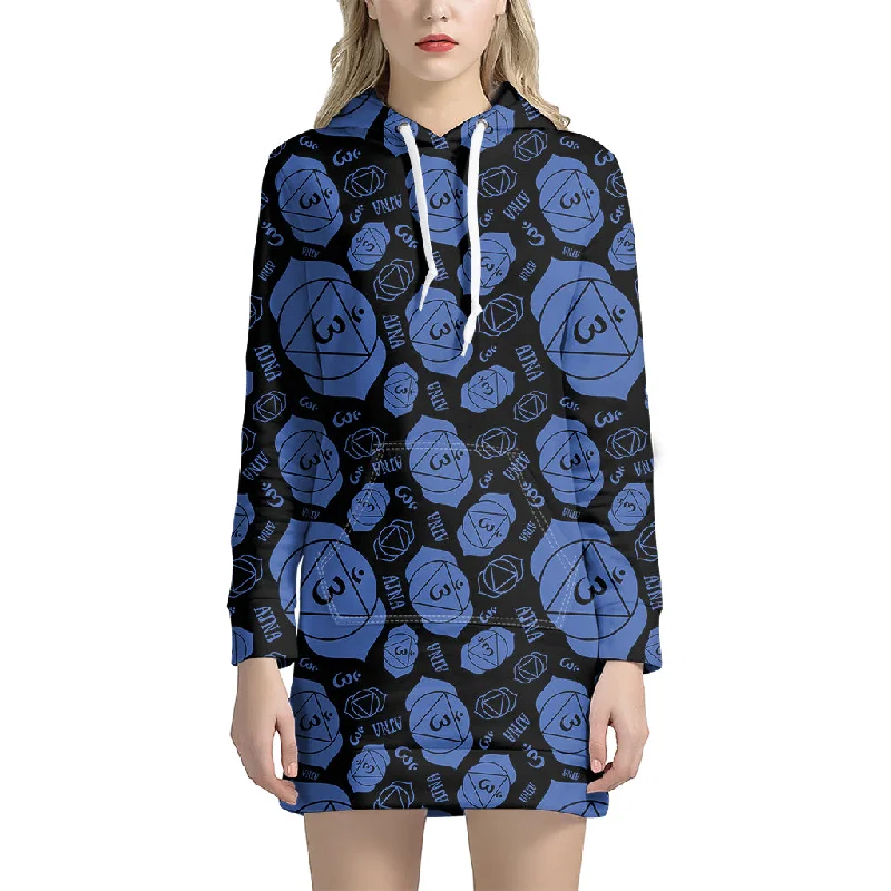 Ajna Chakra Pattern Print Pullover Hoodie Dress