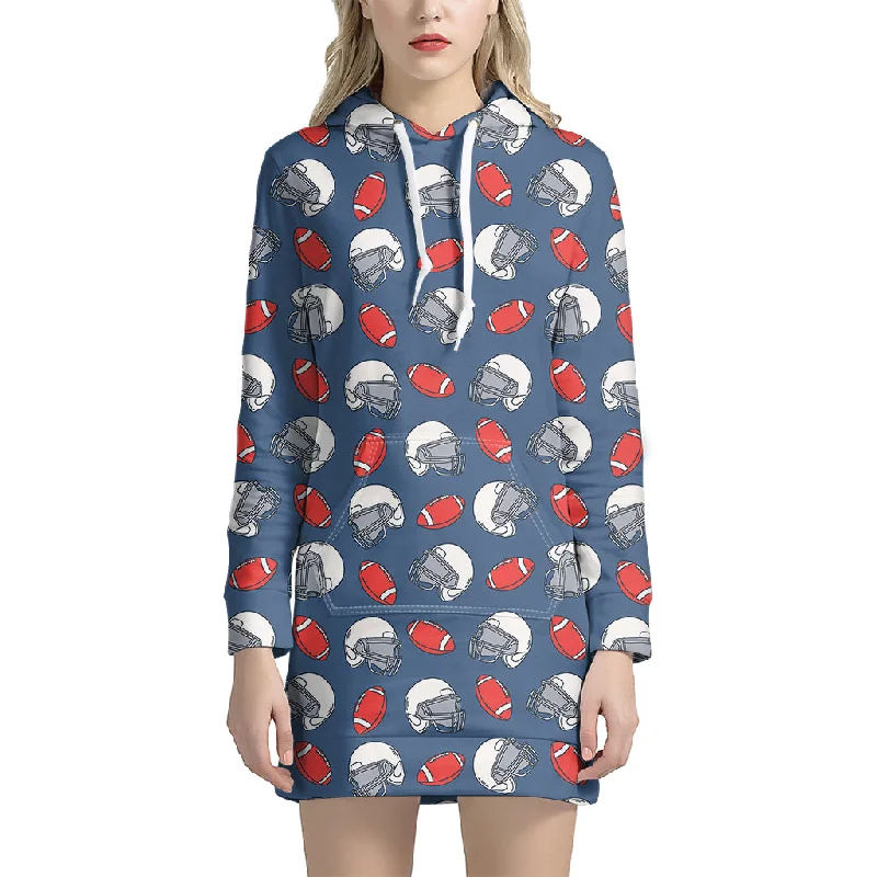 American Football Pattern Print Pullover Hoodie Dress