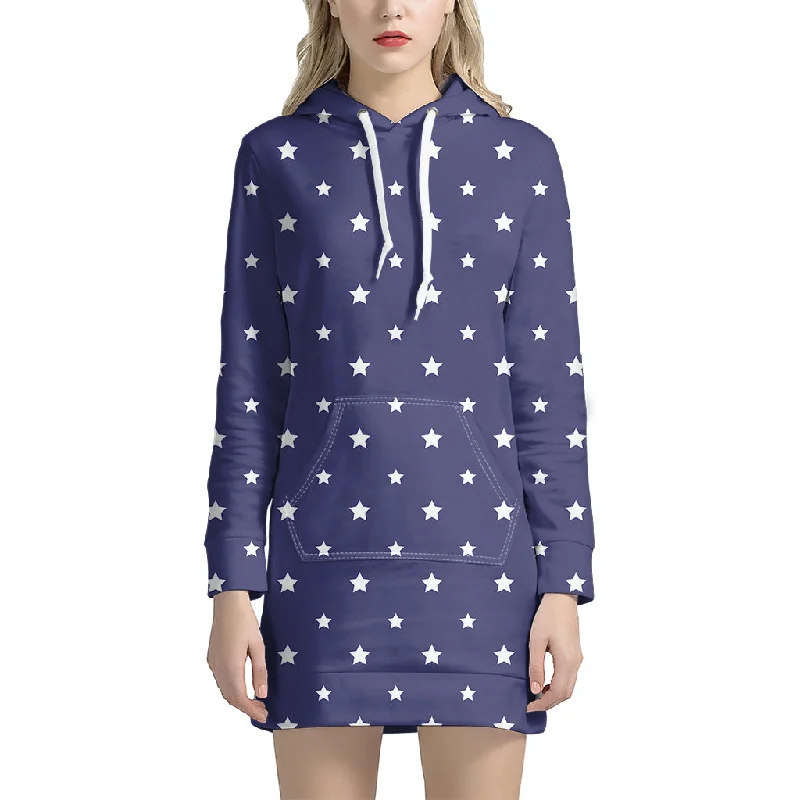 American Little Star Pattern Print Pullover Hoodie Dress