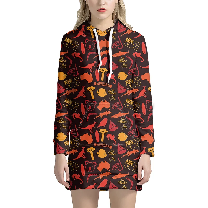 Australia Country Pattern Print Pullover Hoodie Dress