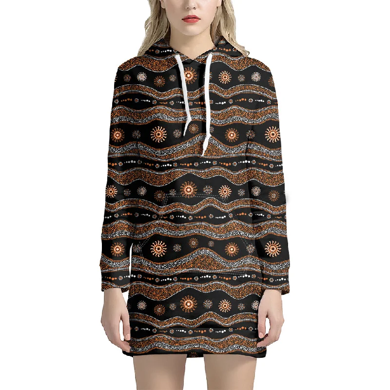 Australian Aboriginal Art Pattern Print Pullover Hoodie Dress