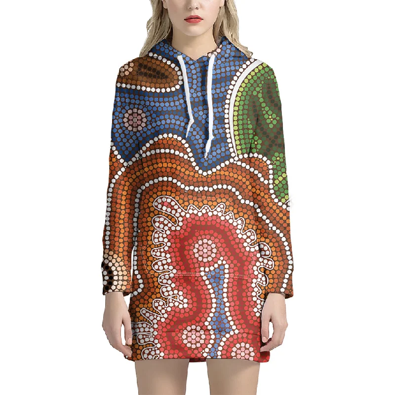 Australian Aboriginal Art Print Pullover Hoodie Dress