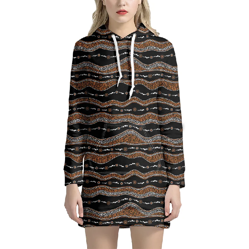 Australian Aboriginal Indigenous Print Pullover Hoodie Dress