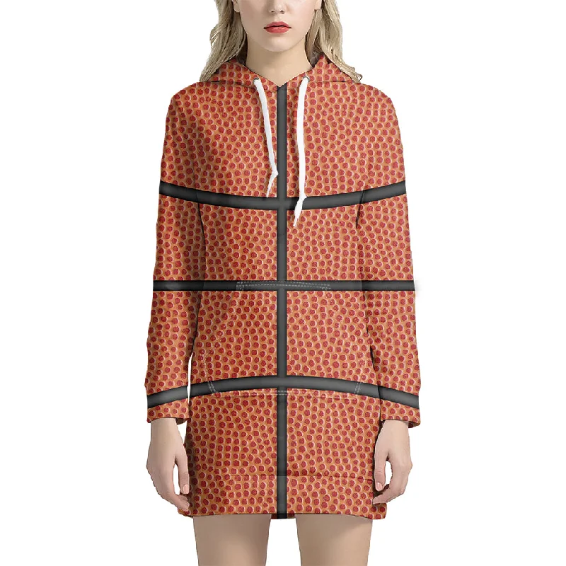Basketball Ball Print Pullover Hoodie Dress