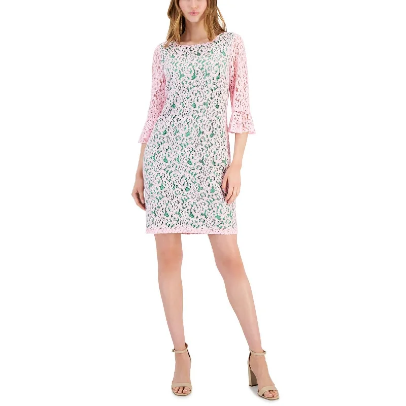 Womens Lace Embroidered Sheath Dress