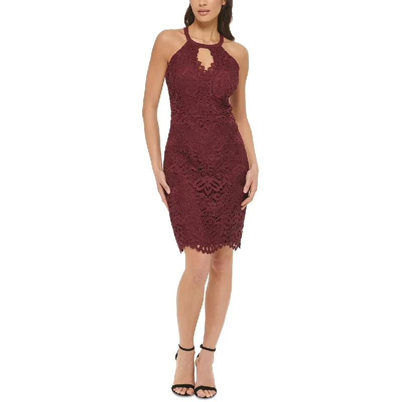 Womens Lace Halter Sheath Dress